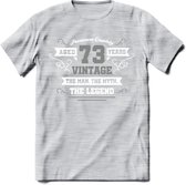 73 Jaar Legend T-Shirt | Zilver - Wit | Grappig Verjaardag en Feest Cadeau | Dames - Heren - Unisex | Kleding Kado | - Licht Grijs - Gemaleerd - XXL