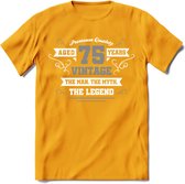 75 Jaar Legend T-Shirt | Zilver - Wit | Grappig Verjaardag en Feest Cadeau | Dames - Heren - Unisex | Kleding Kado | - Geel - XL