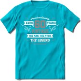 60 Jaar Legend T-Shirt | Zilver - Wit | Grappig Verjaardag en Feest Cadeau | Dames - Heren - Unisex | Kleding Kado | - Blauw - XL