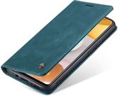 Samsung Galaxy S21 Ultra Bookcase hoesje - CaseMe - Effen Blauw - Kunstleer