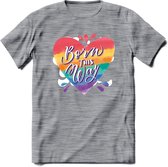 Born This Way | Pride T-Shirt | Grappig LHBTIQ+ / LGBTQ / Gay / Homo / Lesbi Cadeau Shirt | Dames - Heren - Unisex | Tshirt Kleding Kado | - Donker Grijs - Gemaleerd - L