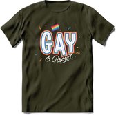 Gay | Pride T-Shirt | Grappig LHBTIQ+ / LGBTQ / Gay / Homo / Lesbi Cadeau Shirt | Dames - Heren - Unisex | Tshirt Kleding Kado | - Leger Groen - XL