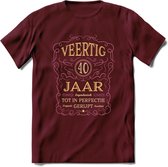 40 Jaar Legendarisch Gerijpt T-Shirt | Oud Roze - Ivoor | Grappig Verjaardag en Feest Cadeau Shirt | Dames - Heren - Unisex | Tshirt Kleding Kado | - Burgundy - XL