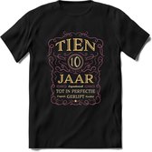 10 Jaar Legendarisch Gerijpt T-Shirt | Oud Roze - Ivoor | Grappig Verjaardag en Feest Cadeau Shirt | Dames - Heren - Unisex | Tshirt Kleding Kado | - Zwart - XL