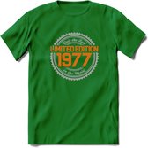 1977 Limited Edition Ring T-Shirt | Zilver - Goud | Grappig Verjaardag en Feest Cadeau Shirt | Dames - Heren - Unisex | Tshirt Kleding Kado | - Donker Groen - XXL