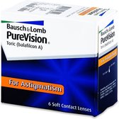 PureVision Toric (6 lenzen) Sterkte: -5.75, BC: 8.70, DIA: 14.00, cilinder: -1.25, as: 170°