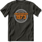 1973 Limited Edition Ring T-Shirt | Zilver - Goud | Grappig Verjaardag en Feest Cadeau Shirt | Dames - Heren - Unisex | Tshirt Kleding Kado | - Donker Grijs - 3XL