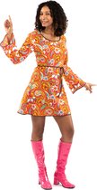 Original Replicas - Hippie Kostuum - Oranje Kort Jaren 70 Hippie Soul Disco 60s Bloemen Pretty Paisley - Vrouw - oranje - XL - Carnavalskleding - Verkleedkleding