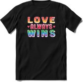 Love Wins | Pride T-Shirt | Grappig LHBTIQ+ / LGBTQ / Gay / Homo / Lesbi Cadeau Shirt | Dames - Heren - Unisex | Tshirt Kleding Kado | - Zwart - XXL