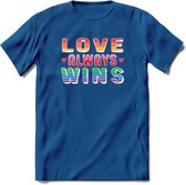 Love Wins | Pride T-Shirt | Grappig LHBTIQ+ / LGBTQ / Gay / Homo / Lesbi Cadeau Shirt | Dames - Heren - Unisex | Tshirt Kleding Kado | - Donker Blauw - XXL