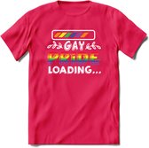 Gay Pride Loading T-Shirt | Grappig LHBTIQ+ / LGBTQ / Gay / Homo / Lesbi Cadeau Shirt | Dames - Heren - Unisex | Tshirt Kleding Kado | - Roze - XL