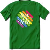 Love Is Love | Pride T-Shirt | Grappig LHBTIQ+ / LGBTQ / Gay / Homo / Lesbi Cadeau Shirt | Dames - Heren - Unisex | Tshirt Kleding Kado | - Donker Groen - L