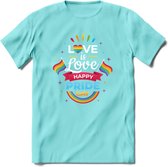 Love Is Love | Pride T-Shirt | Grappig LHBTIQ+ / LGBTQ / Gay / Homo / Lesbi Cadeau Shirt | Dames - Heren - Unisex | Tshirt Kleding Kado | - Licht Blauw - M