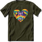 Love Is Love | Pride T-Shirt | Grappig LHBTIQ+ / LGBTQ / Gay / Homo / Lesbi Cadeau Shirt | Dames - Heren - Unisex | Tshirt Kleding Kado | - Leger Groen - XXL