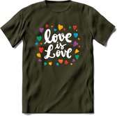 Love Is Love | Pride T-Shirt | Grappig LHBTIQ+ / LGBTQ / Gay / Homo / Lesbi Cadeau Shirt | Dames - Heren - Unisex | Tshirt Kleding Kado | - Leger Groen - XL