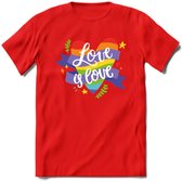 Love Is Love | Pride T-Shirt | Grappig LHBTIQ+ / LGBTQ / Gay / Homo / Lesbi Cadeau Shirt | Dames - Heren - Unisex | Tshirt Kleding Kado | - Rood - XL