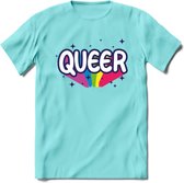 Queer | Pride T-Shirt | Grappig LHBTIQ+ / LGBTQ / Gay / Homo / Lesbi Cadeau Shirt | Dames - Heren - Unisex | Tshirt Kleding Kado | - Licht Blauw - M