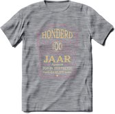 100 Jaar Legendarisch Gerijpt T-Shirt | Oud Roze - Ivoor | Grappig Verjaardag en Feest Cadeau Shirt | Dames - Heren - Unisex | Tshirt Kleding Kado | - Donker Grijs - Gemaleerd - 3X