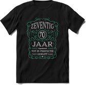 70 Jaar Legendarisch Gerijpt T-Shirt | Aqua - Grijs | Grappig Verjaardag en Feest Cadeau Shirt | Dames - Heren - Unisex | Tshirt Kleding Kado | - Zwart - M
