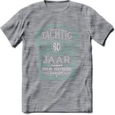 80 Jaar Legendarisch Gerijpt T-Shirt | Aqua - Grijs | Grappig Verjaardag en Feest Cadeau Shirt | Dames - Heren - Unisex | Tshirt Kleding Kado | - Donker Grijs - Gemaleerd - L