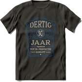 30 Jaar Legendarisch Gerijpt T-Shirt | Blauw - Grijs | Grappig Verjaardag en Feest Cadeau Shirt | Dames - Heren - Unisex | Tshirt Kleding Kado | - Donker Grijs - S