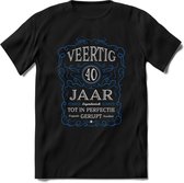 40 Jaar Legendarisch Gerijpt T-Shirt | Blauw - Grijs | Grappig Verjaardag en Feest Cadeau Shirt | Dames - Heren - Unisex | Tshirt Kleding Kado | - Zwart - 3XL
