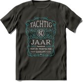80 Jaar Legendarisch Gerijpt T-Shirt | Lichtblauw - Grijs | Grappig Verjaardag en Feest Cadeau Shirt | Dames - Heren - Unisex | Tshirt Kleding Kado | - Donker Grijs - S
