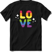 Love | Pride T-Shirt | Grappig LHBTIQ+ / LGBTQ / Gay / Homo / Lesbi Cadeau Shirt | Dames - Heren - Unisex | Tshirt Kleding Kado | - Zwart - S