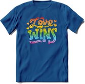 Love Wins | Pride T-Shirt | Grappig LHBTIQ+ / LGBTQ / Gay / Homo / Lesbi Cadeau Shirt | Dames - Heren - Unisex | Tshirt Kleding Kado | - Donker Blauw - 3XL