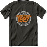 1927 Limited Edition Ring T-Shirt | Zilver - Goud | Grappig Verjaardag en Feest Cadeau Shirt | Dames - Heren - Unisex | Tshirt Kleding Kado | - Donker Grijs - M