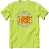 1932 Limited Edition Ring T-Shirt | Zilver - Goud | Grappig Verjaardag en Feest Cadeau Shirt | Dames - Heren - Unisex | Tshirt Kleding Kado | - Groen - 3XL