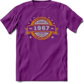 Premium Since 1967 T-Shirt | Zilver - Goud | Grappig Verjaardag en Feest Cadeau Shirt | Dames - Heren - Unisex | Tshirt Kleding Kado | - Paars - S