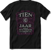 10 Jaar Legendarisch Gerijpt T-Shirt | Roze - Grijs | Grappig Verjaardag en Feest Cadeau Shirt | Dames - Heren - Unisex | Tshirt Kleding Kado | - Zwart - 3XL