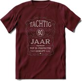 80 Jaar Legendarisch Gerijpt T-Shirt | Donkergrijs - Grijs | Grappig Verjaardag en Feest Cadeau Shirt | Dames - Heren - Unisex | Tshirt Kleding Kado | - Burgundy - M