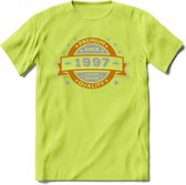 Premium Since 1997 T-Shirt | Zilver - Goud | Grappig Verjaardag en Feest Cadeau Shirt | Dames - Heren - Unisex | Tshirt Kleding Kado | - Groen - XL