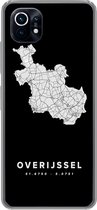 Geschikt voor Xiaomi Mi 11 hoesje - Overijssel - Wegenkaart Nederland - Zwart - Siliconen Telefoonhoesje