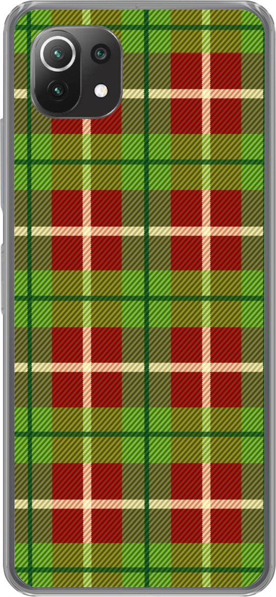 Telefoonhoesje Geschikt voor Xiaomi 11T hoesje - Plaid - Groen - Rood - Patroon - Siliconen Telefoonhoesje Telefoonhoesje