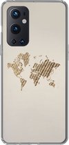 Geschikt voor OnePlus 9 Pro hoesje - Wereldkaart - Touw - Bruin - Siliconen Telefoonhoesje