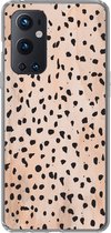 Telefoonhoesje Geschikt voor OnePlus 9 Pro hoesje - Stippen - Zwart - Marmer print - Siliconen Telefoonhoesje Telefoonhoesje