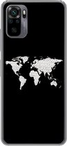 Geschikt voor Xiaomi Redmi Note 10 hoesje - Wereldkaart - Patronen - Zwart - Siliconen Telefoonhoesje