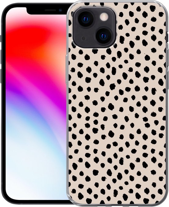 Coque iPhone 13 mini - Pois - Zwart - Beige - Siliconen
