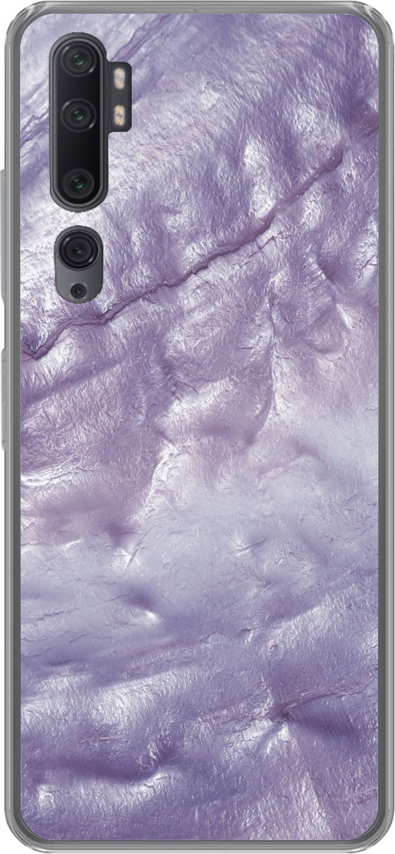 Telefoonhoesje Geschikt voor Xiaomi Mi Note 10 hoesje - Parelmoer - Natuursteen - Paars - Siliconen Telefoonhoesje Telefoonhoesje