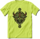 Bizon - Dieren Mandala T-Shirt | Rood | Grappig Verjaardag Zentangle Dierenkop Cadeau Shirt | Dames - Heren - Unisex | Wildlife Tshirt Kleding Kado | - Groen - M