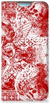 Book Style Case Xiaomi Redmi 10 Smart Cover Angel Skull Red