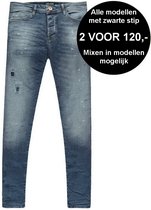 Cars Jeans - Heren Jeans - Lengte 34- Super Skinny - Damaged Look - Stretch - Aron - Dark Used