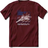 F-15 Vliegtuig T-Shirt | Unisex leger Kleding | Dames - Heren Straaljager shirt | Army F16 | Grappig bouwpakket Cadeau | - Burgundy - S