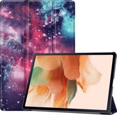 iMoshion Tablet Hoes Geschikt voor Samsung Galaxy Tab S8 Plus / Tab S7 Plus / Tab S7 FE - iMoshion Design Trifold Bookcase - Meerkleurig / Paars /Space