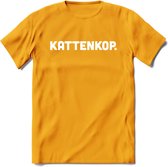 Kattenkop - Katten T-Shirt Kleding Cadeau | Dames - Heren - Unisex | Kat / Dieren shirt | Grappig Verjaardag kado | Tshirt Met Print | - Geel - XL