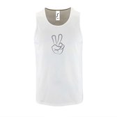 Witte Tanktop sportshirt met "Peace / Vrede teken" Print Zilver Size L