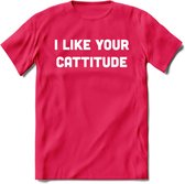 I Like You Cattitude - Katten T-Shirt Kleding Cadeau | Dames - Heren - Unisex | Kat / Dieren shirt | Grappig Verjaardag kado | Tshirt Met Print | - Roze - S